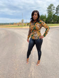 Maze Green Print Top