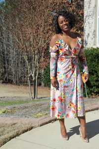 Velvet Floral Wrap Dress - Style Envy Boutique