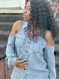 Denver Denim Cut Out Top