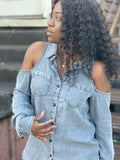 Denver Denim Cut Out Top