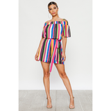 Off the Shoulder Striped Romper - Style Envy Boutique
