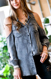 Denver Denim Cut Out Top